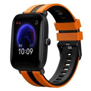 For Amazfit Pop 20mm Two-Color Sports Silicone Watch Band(Orange+Black)