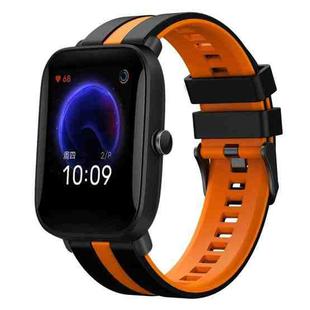 For Amazfit Pop 20mm Two-Color Sports Silicone Watch Band(Black+Orange)