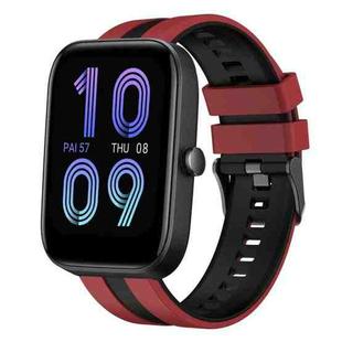 For Amazfit Bip3 20mm Two-Color Sports Silicone Watch Band(Red+Black)