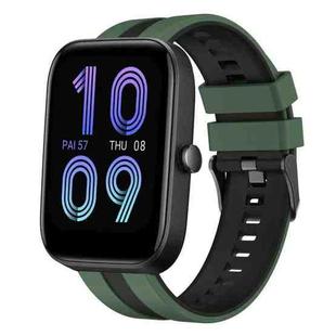 For Amazfit Bip3 20mm Two-Color Sports Silicone Watch Band(Olive Green+Black)