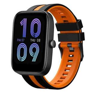 For Amazfit Bip3 20mm Two-Color Sports Silicone Watch Band(Black+Orange)