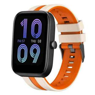 For Amazfit Bip3 20mm Two-Color Sports Silicone Watch Band(Starlight+Orange)