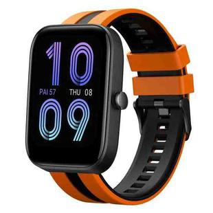 For Amazfit Bip3 Pro 20mm Two-Color Sports Silicone Watch Band(Orange+Black)