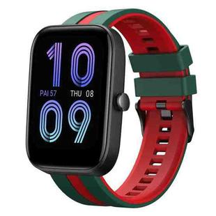 For Amazfit Bip3 Pro 20mm Two-Color Sports Silicone Watch Band(Green+Red)