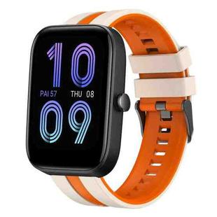 For Amazfit Bip3 Pro 20mm Two-Color Sports Silicone Watch Band(Starlight+Orange)