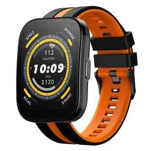 For Amazfit Bip 5 22mm Two-Color Sports Silicone Watch Band(Black+Orange)