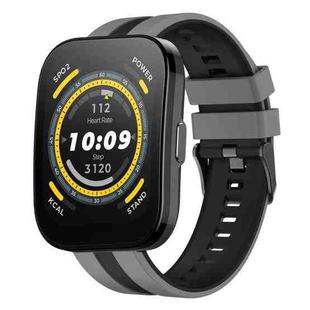 For Amazfit Bip 5 22mm Two-Color Sports Silicone Watch Band(Grey+Black)