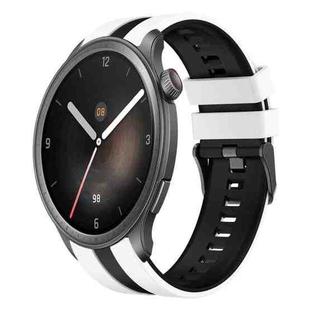 For Amazfit Balance 22mm Two-Color Sports Silicone Watch Band(White+Black)