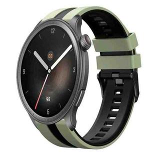 For Amazfit Balance 22mm Two-Color Sports Silicone Watch Band(Light Green+Black)