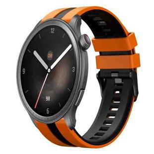 For Amazfit Balance 22mm Two-Color Sports Silicone Watch Band(Orange+Black)