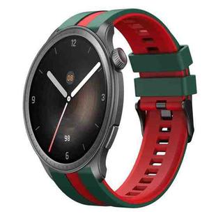 For Amazfit Balance 22mm Two-Color Sports Silicone Watch Band(Green+Red)