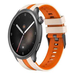 For Amazfit Balance 22mm Two-Color Sports Silicone Watch Band(Starlight+Orange)