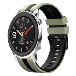 For Amazfit GTR 4 22mm Two-Color Sports Silicone Watch Band(Light Green+Black)