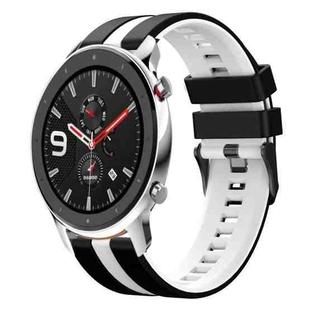 For Amazfit GTR 4 22mm Two-Color Sports Silicone Watch Band(Black+White)