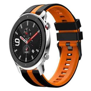 For Amazfit GTR 4 22mm Two-Color Sports Silicone Watch Band(Black+Orange)