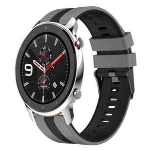 For Amazfit GTR 4 22mm Two-Color Sports Silicone Watch Band(Grey+Black)
