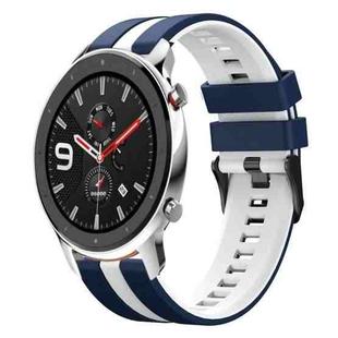 For Amazfit GTR 4 22mm Two-Color Sports Silicone Watch Band(Blue+White)