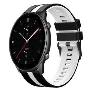 For Amazfit GTR 2e 22mm Two-Color Sports Silicone Watch Band(Black+White)