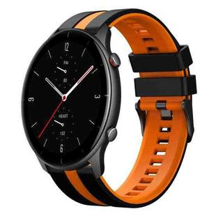 For Amazfit GTR 2e 22mm Two-Color Sports Silicone Watch Band(Black+Orange)