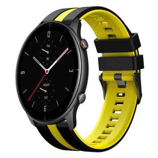 For Amazfit GTR 2e 22mm Two-Color Sports Silicone Watch Band(Black+Yellow)