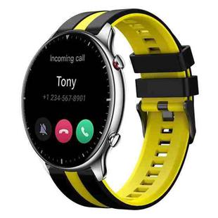 For Amazfit GTR 2 22mm Two-Color Sports Silicone Watch Band(Black+Yellow)