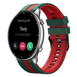 For Amazfit GTR 2 22mm Two-Color Sports Silicone Watch Band(Green+Red)