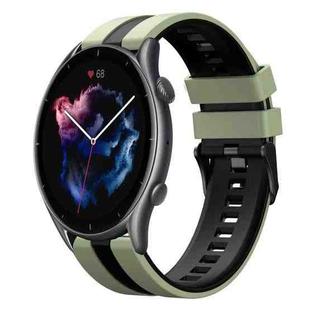 For Amazfit 3 22mm Two-Color Sports Silicone Watch Band(Light Green+Black)