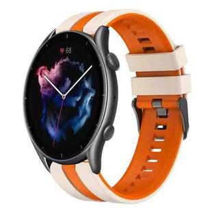 For Amazfit 3 22mm Two-Color Sports Silicone Watch Band(Starlight+Orange)