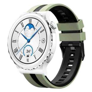 For Huawei Watch GT3 Pro 43mm 20mm Two Color Sports Silicone Watch Band(Light Green+Black)