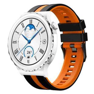 For Huawei Watch GT3 Pro 43mm 20mm Two Color Sports Silicone Watch Band(Black+Orange)