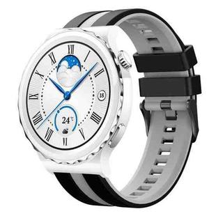 For Huawei Watch GT3 Pro 43mm 20mm Two Color Sports Silicone Watch Band(Black+Grey)