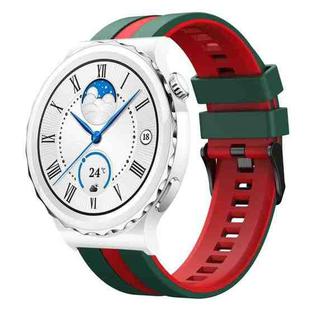 For Huawei Watch GT3 Pro 43mm 20mm Two Color Sports Silicone Watch Band(Green+Red)