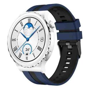 For Huawei Watch GT3 Pro 43mm 20mm Two Color Sports Silicone Watch Band(Blue+Black)