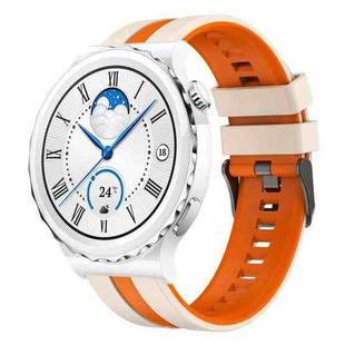 For Huawei Watch GT3 Pro 43mm 20mm Two Color Sports Silicone Watch Band(Starlight+Orange)