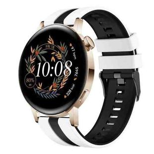 For Huawei Watch GT3 42mm 20mm Two Color Sports Silicone Watch Band(White+Black)