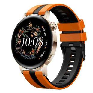 For Huawei Watch GT3 42mm 20mm Two Color Sports Silicone Watch Band(Orange+Black)