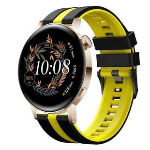 For Huawei Watch GT3 42mm 20mm Two Color Sports Silicone Watch Band(Black+Yellow)