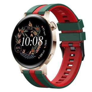 For Huawei Watch GT3 42mm 20mm Two Color Sports Silicone Watch Band(Green+Red)