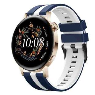 For Huawei Watch GT3 42mm 20mm Two Color Sports Silicone Watch Band(Blue+White)