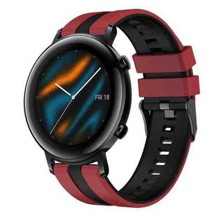 For Huawei Watch GT2 42mm 20mm Two Color Sports Silicone Watch Band(Red+Black)