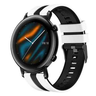 For Huawei Watch GT2 42mm 20mm Two Color Sports Silicone Watch Band(White+Black)