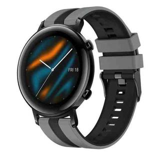 For Huawei Watch GT2 42mm 20mm Two Color Sports Silicone Watch Band(Grey+Black)