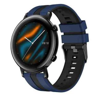 For Huawei Watch GT2 42mm 20mm Two Color Sports Silicone Watch Band(Blue+Black)