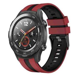 For Huawei Watch 2 20mm Two Color Sports Silicone Watch Band(Red+Black)