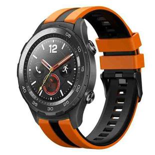 For Huawei Watch 2 20mm Two Color Sports Silicone Watch Band(Orange+Black)