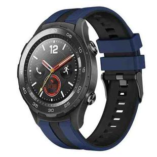 For Huawei Watch 2 20mm Two Color Sports Silicone Watch Band(Blue+Black)