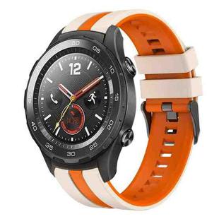 For Huawei Watch 2 20mm Two Color Sports Silicone Watch Band(Starlight+Orange)
