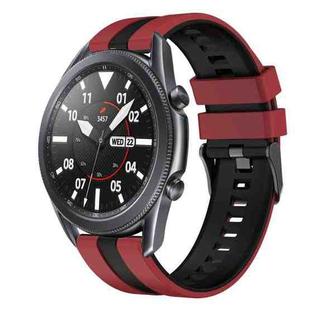 For Samsung Galaxy Watch3 45mm 22mm Two Color Sports Silicone Watch Band(Red+Black)