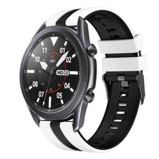 For Samsung Galaxy Watch3 45mm 22mm Two Color Sports Silicone Watch Band(White+Black)