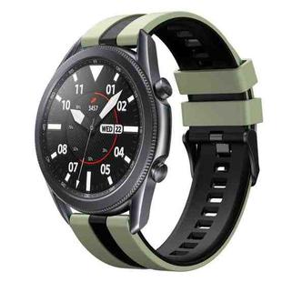 For Samsung Galaxy Watch3 45mm 22mm Two Color Sports Silicone Watch Band(Light Green+Black)
